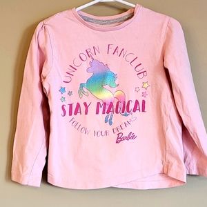 Barbie Unicorn light pink long sleeved tee shirt